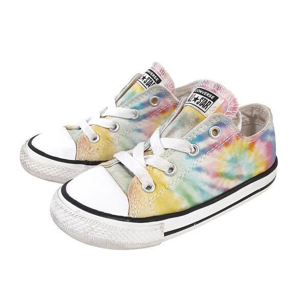 Converse Chuck Taylor All Star Low Top Canvas Sneakers Tie Dye Rainbow Girls 9 - Picture 1 of 10